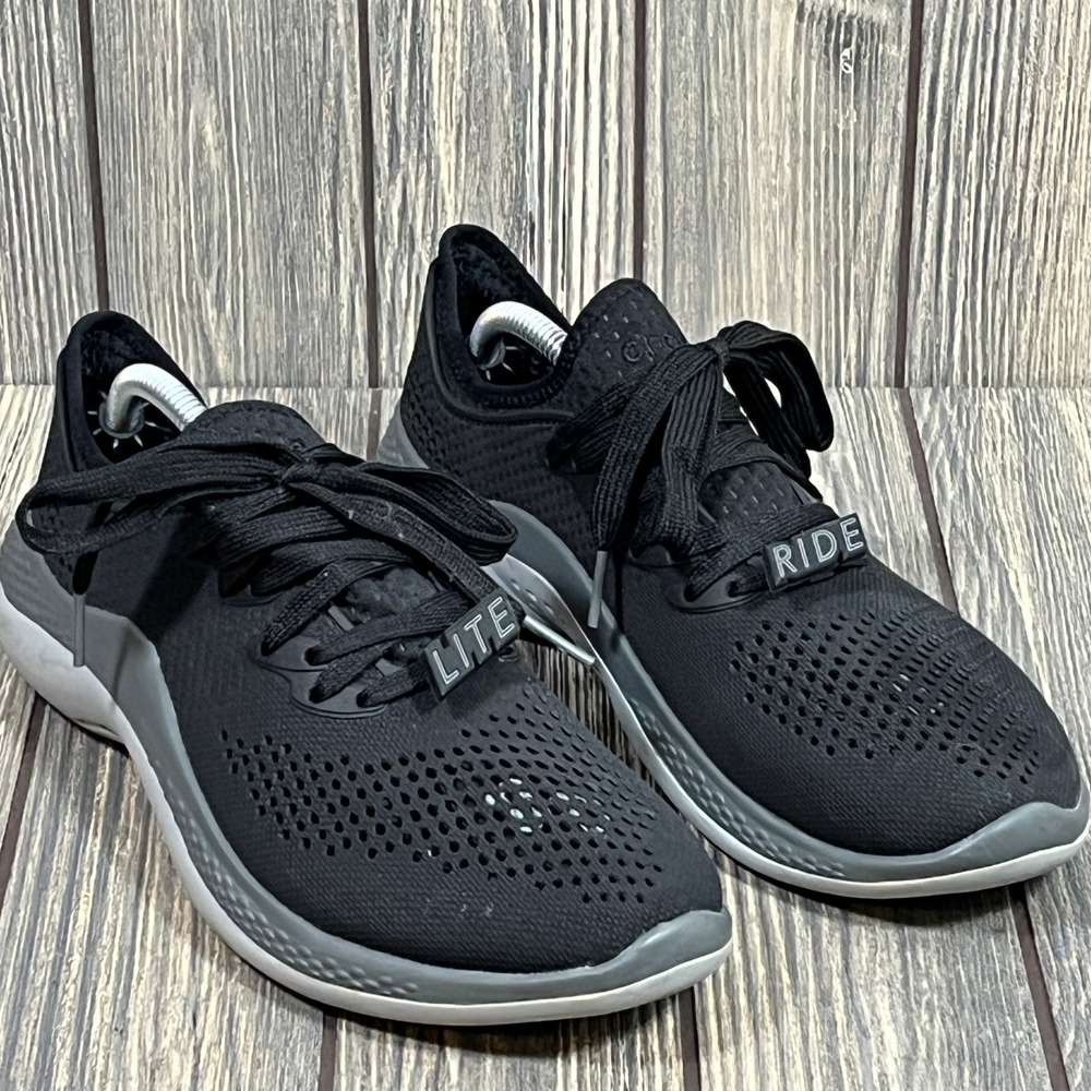 Crocs LiteRide 360 Pacer Women Size 8 Black Grey Sneaker 206705 Boat Water Shoe